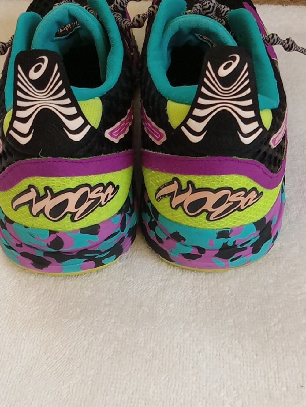 ASICS Gel Noosa TRI 12 Women's Black Sneakers with Teal, Purple & Lime Accents - Picture 3 of 10